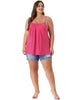 Plus Size Cami for Women Adjustable Strap Elegant Basic Pleated Camisole Sleeveless Tank Tops