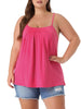 Plus Size Cami for Women Adjustable Strap Elegant Basic Pleated Camisole Sleeveless Tank Tops