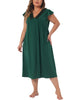 Plus Size Nightgown for Women Sleepwear Lace V Neck Cap Short Sleeves Nightshirt Sleepdress