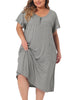Plus Size Nightgowns Short Sleeve Round Neck Soft Nightshirt with Pockets Pajama