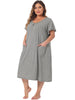 Plus Size Nightgowns Short Sleeve Round Neck Soft Nightshirt with Pockets Pajama