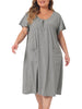 Plus Size Nightgowns Short Sleeve Round Neck Soft Nightshirt with Pockets Pajama