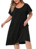 Plus Size Nightgowns Short Sleeve Round Neck Soft Nightshirt with Pockets Pajama