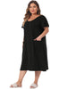 Plus Size Nightgowns Short Sleeve Round Neck Soft Nightshirt with Pockets Pajama