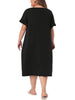 Plus Size Nightgowns Short Sleeve Round Neck Soft Nightshirt with Pockets Pajama