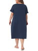 Plus Size Nightgowns Short Sleeve Round Neck Soft Nightshirt with Pockets Pajama