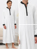 Satin Nightshirt Long Sleeves Banded Collar Sleep Gown Nightwear