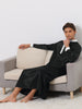 Satin Nightshirt Long Sleeves Banded Collar Sleep Gown Nightwear