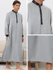 Satin Nightshirt Long Sleeves Banded Collar Sleep Gown Nightwear