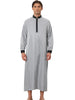 Satin Nightshirt Long Sleeves Banded Collar Sleep Gown Nightwear