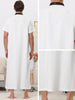 Band Collar Nightshirt Short Sleeves Contrast Color Sleepwear Gown
