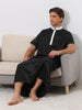 Band Collar Nightshirt Short Sleeves Contrast Color Sleepwear Gown