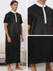 Band Collar Nightshirt Short Sleeves Contrast Color Sleepwear Gown
