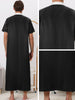 Band Collar Nightshirt Short Sleeves Contrast Color Sleepwear Gown