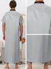 Band Collar Nightshirt Short Sleeves Contrast Color Sleepwear Gown