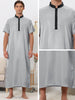 Band Collar Nightshirt Short Sleeves Contrast Color Sleepwear Gown