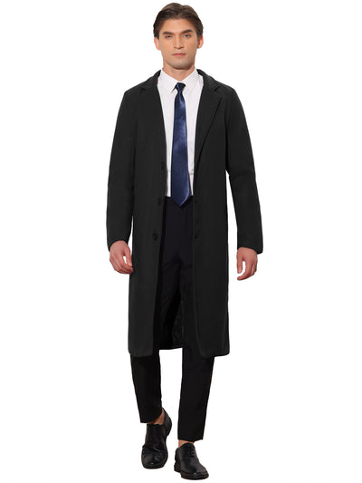 Winter Overcoat for Men's Single Breasted Notch Lapel Formal Trench Coats
