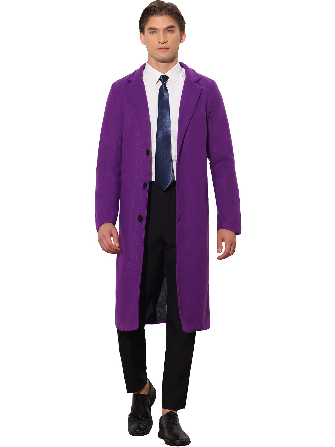 Bublédon Winter Overcoat for Men's Single Breasted Notch Lapel Formal Trench Coats