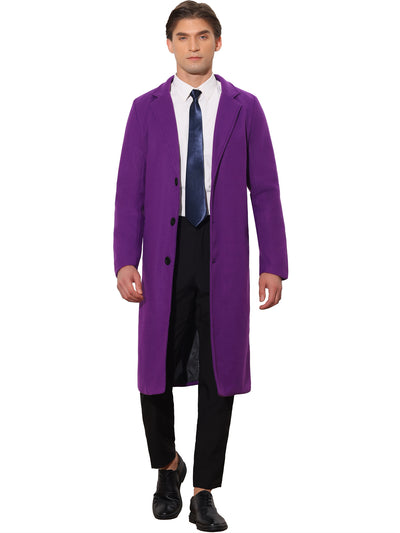 Winter Overcoat for Men's Single Breasted Notch Lapel Formal Trench Coats