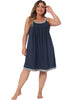 Plus Size Nightgown for Women Sleeveless Contrast Color Wide Strap Pleated Nightshirt Sleepwear