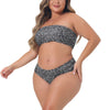 Plus Size 2 Pieces Bandeau Bikini Swimsuits Off Shoulder High Waist Bathing Suit