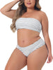Plus Size 2 Pieces Bandeau Bikini Swimsuits Off Shoulder High Waist Bathing Suit