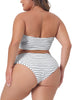 Plus Size 2 Pieces Bandeau Bikini Swimsuits Off Shoulder High Waist Bathing Suit