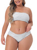 Plus Size 2 Pieces Bandeau Bikini Swimsuits Off Shoulder High Waist Bathing Suit