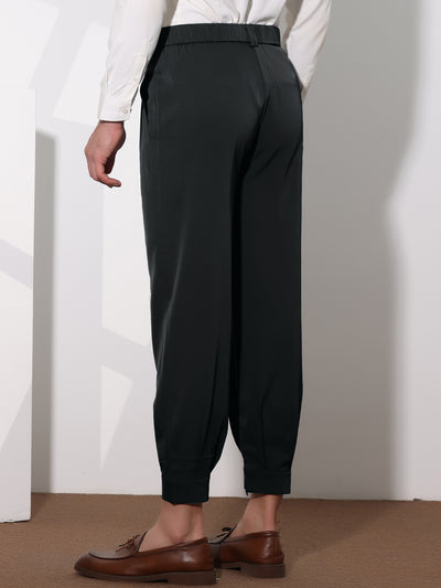 Cropped Double Pleated Zipper Leg Tapered Formal Dress Pants