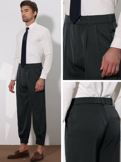 Cropped Double Pleated Zipper Leg Tapered Formal Dress Pants