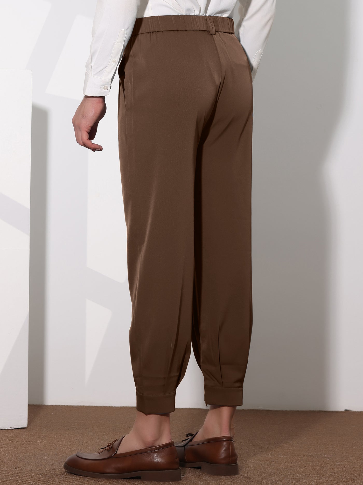 Bublédon Cropped Double Pleated Zipper Leg Tapered Formal Dress Pants