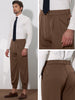 Cropped Double Pleated Zipper Leg Tapered Formal Dress Pants