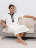 Nightgown Short Sleeves Button Closure Contrast Color Long Nightshirts