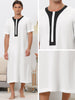 Nightgown Short Sleeves Button Closure Contrast Color Long Nightshirts