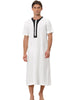 Nightgown Short Sleeves Button Closure Contrast Color Long Nightshirts