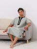 Nightgown Short Sleeves Button Closure Contrast Color Long Nightshirts