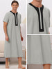 Nightgown Short Sleeves Button Closure Contrast Color Long Nightshirts