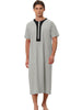 Nightgown Short Sleeves Button Closure Contrast Color Long Nightshirts