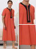 Nightgown Short Sleeves Button Closure Contrast Color Long Nightshirts
