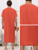 Nightgown Short Sleeves Button Closure Contrast Color Long Nightshirts