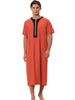 Nightgown Short Sleeves Button Closure Contrast Color Long Nightshirts