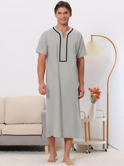 Nightshirts for Men's Loose Fit Short Sleeves Color Block Sleepshirts Nightgown