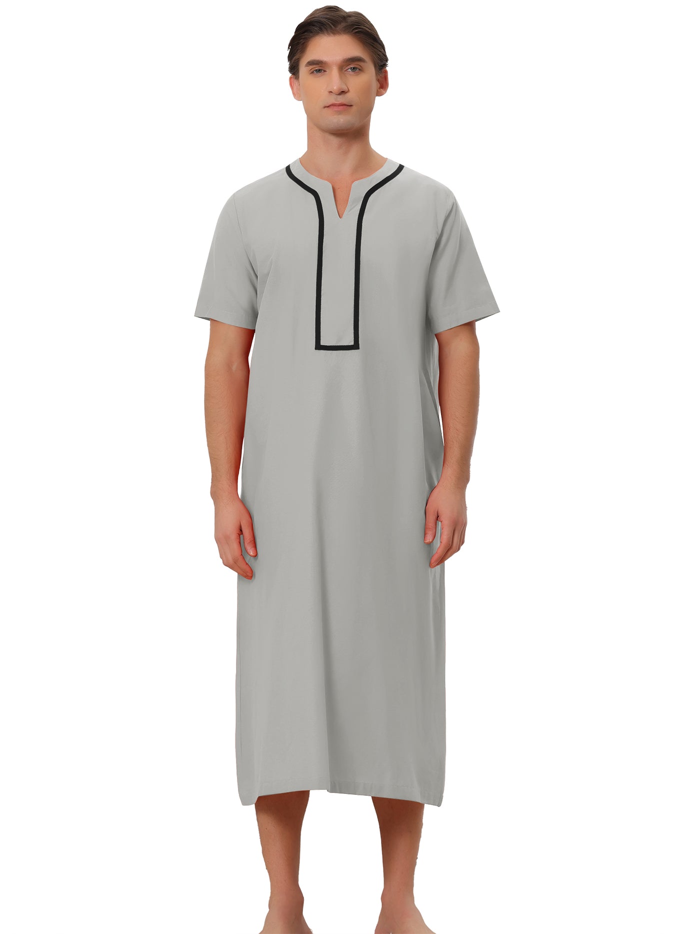 Bublédon Nightshirts for Men's Loose Fit Short Sleeves Color Block Sleepshirts Nightgown
