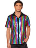 Shiny Metallic Short Sleeves Button Down Party Disco Shirts