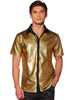 Shiny Metallic Short Sleeves Button Down Party Disco Shirts