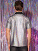 Shiny Metallic Short Sleeves Button Down Party Disco Shirts
