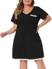 Plus Size Nightgown Sleepwear for Women Soft Sleepshirt Short Sleeve Lace Trim Pajama Nightshirt