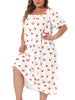 Plus Size Nightgowns for Women Cherry Sleepshirts Ruffle Princess Comfy Nightdress Pajamas Lounger