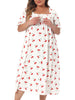 Plus Size Nightgowns for Women Cherry Sleepshirts Ruffle Princess Comfy Nightdress Pajamas Lounger