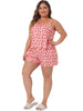 Plus Size Pajamas for Women Strawberry Pattern Sleepwear Cami Shorts Set Cute Nightgown